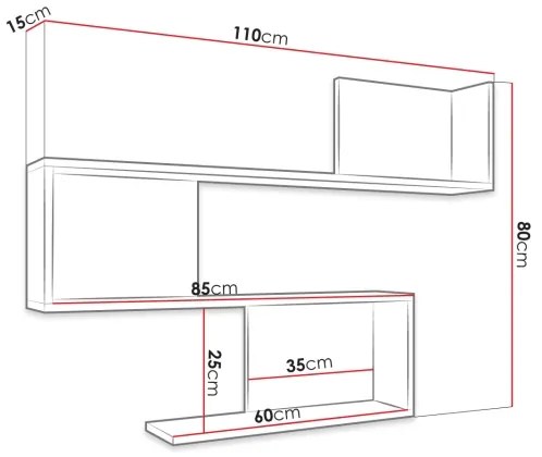 Etajeră de perete MANUNIA 80x110 cm alb