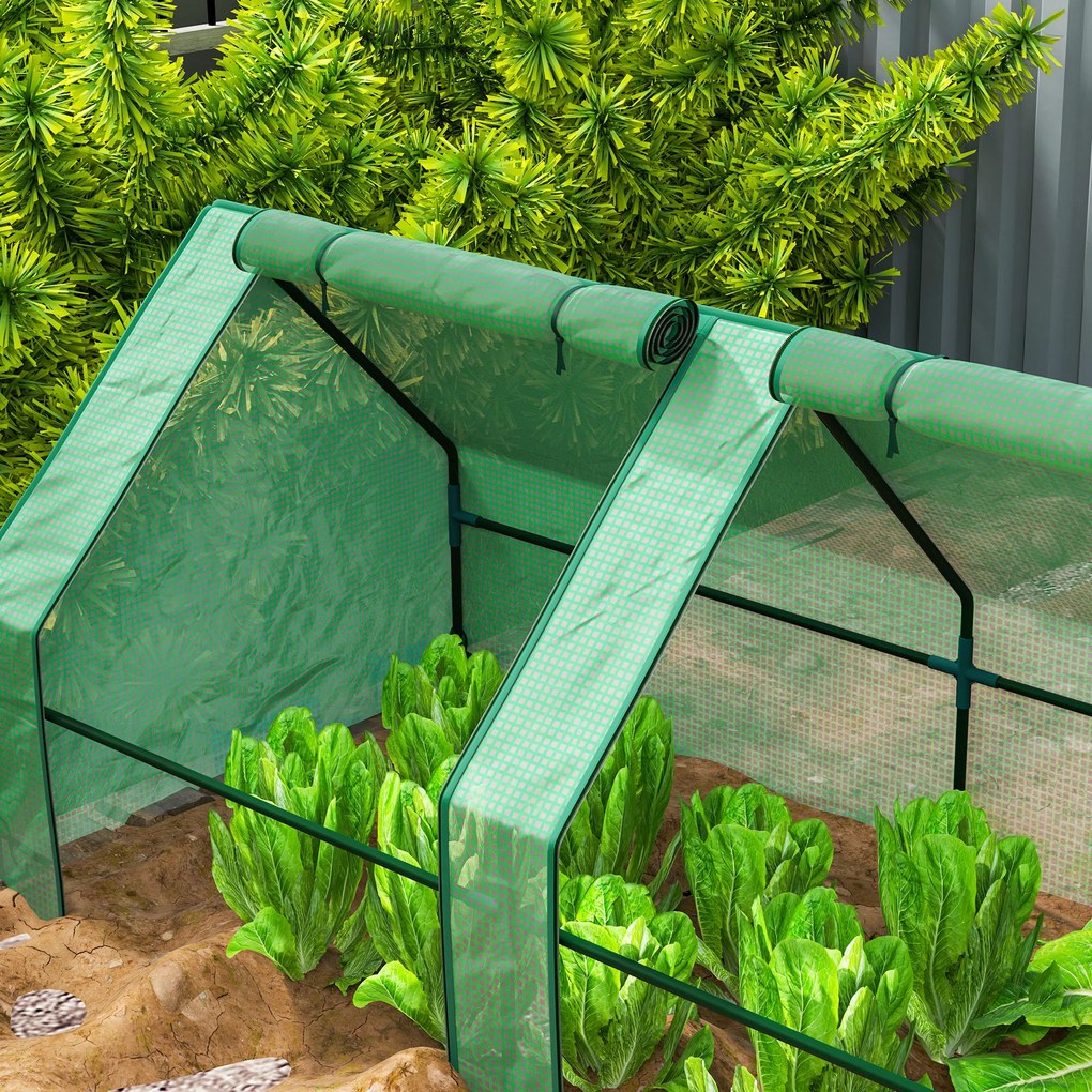 Outsunny Mini Seră Portable Tunel pentru Creșterea Plantelor și Florilor cu Uși Rulabile cu Fermoar, Verde | Aosom Romania
