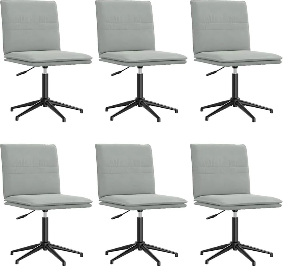 vidaXL Scaune de sufragerie, 6 buc., gri deschis, catifea