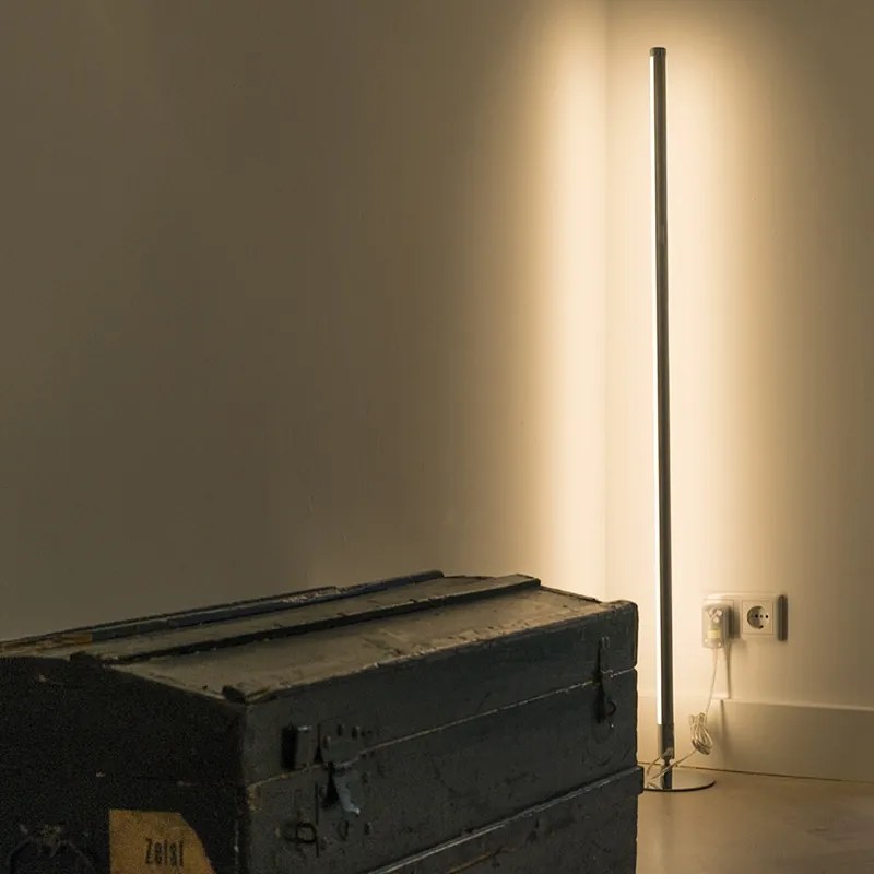 Set de 2 lămpi de podea moderne LED crom - Line-up