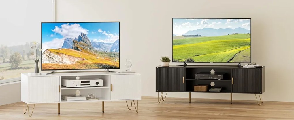 COATV2 - Comoda TV, 137 cm, living, dormitor - Alb / Negru