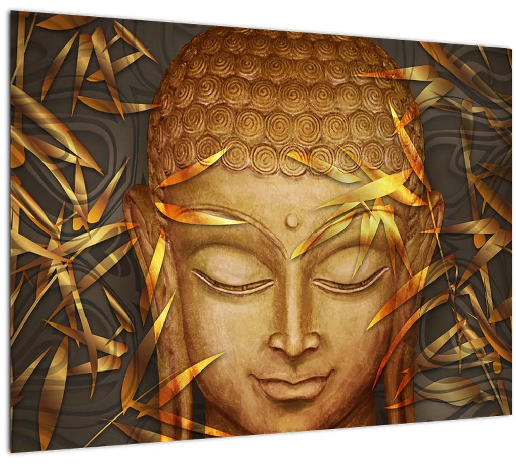 Tablou pe sticlă - Buddha de aur (70x50 cm)