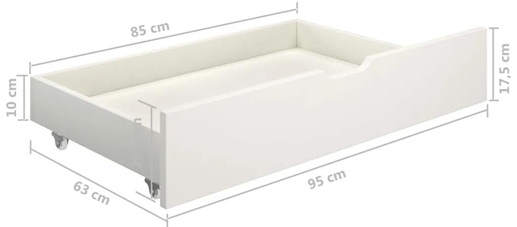 Cadru de pat cu 4 sertare, alb, 140x200 cm, lemn masiv de pin Alb, 140 x 200 cm, 4 Sertare