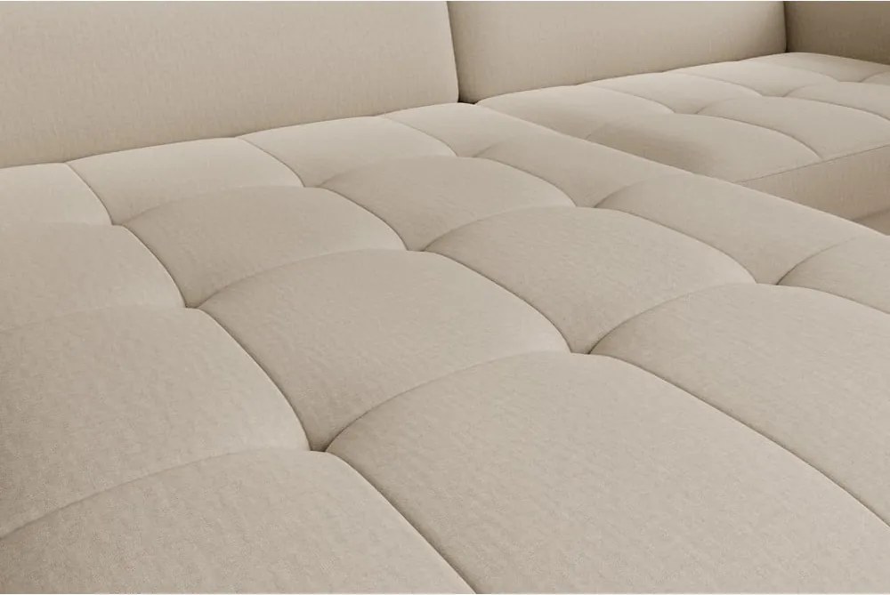 Colțar bej extensibil/cu spațiu de depozitare cu tapițerie din catifea (cu colț pe partea stângă/cu șezlong) Gomsi – ELTAP