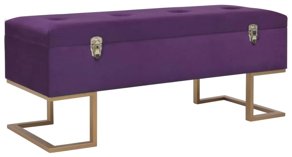 247572 vidaXL Banchetă cu un compartiment de depozitare violet 105cm catifea