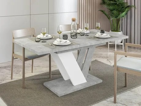 Masă sufragerie extensibilă Granger (lucios Negru + beton) (pentru 2-6 persoane). 1105379