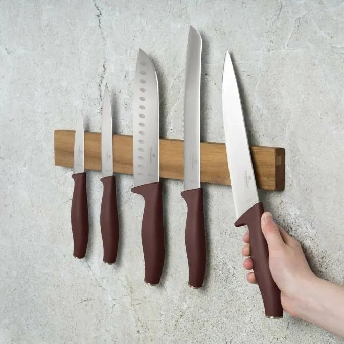 BerlingerHaus Set de cuțite cu suport magnetic din lemn de salcâm Leonardo, 6 piese