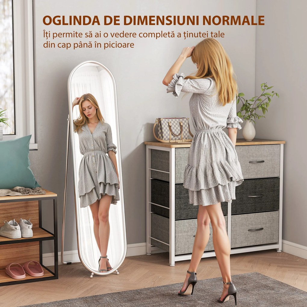 HOMCOM Oglindă Ovală Aurie Înaltă | Aosom Romania