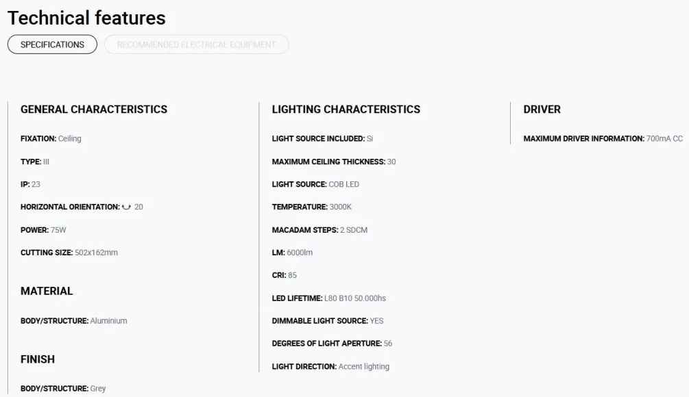Spot LED incastrabil COLIN-3 Grey recessed 72-108W 3000K 56°
