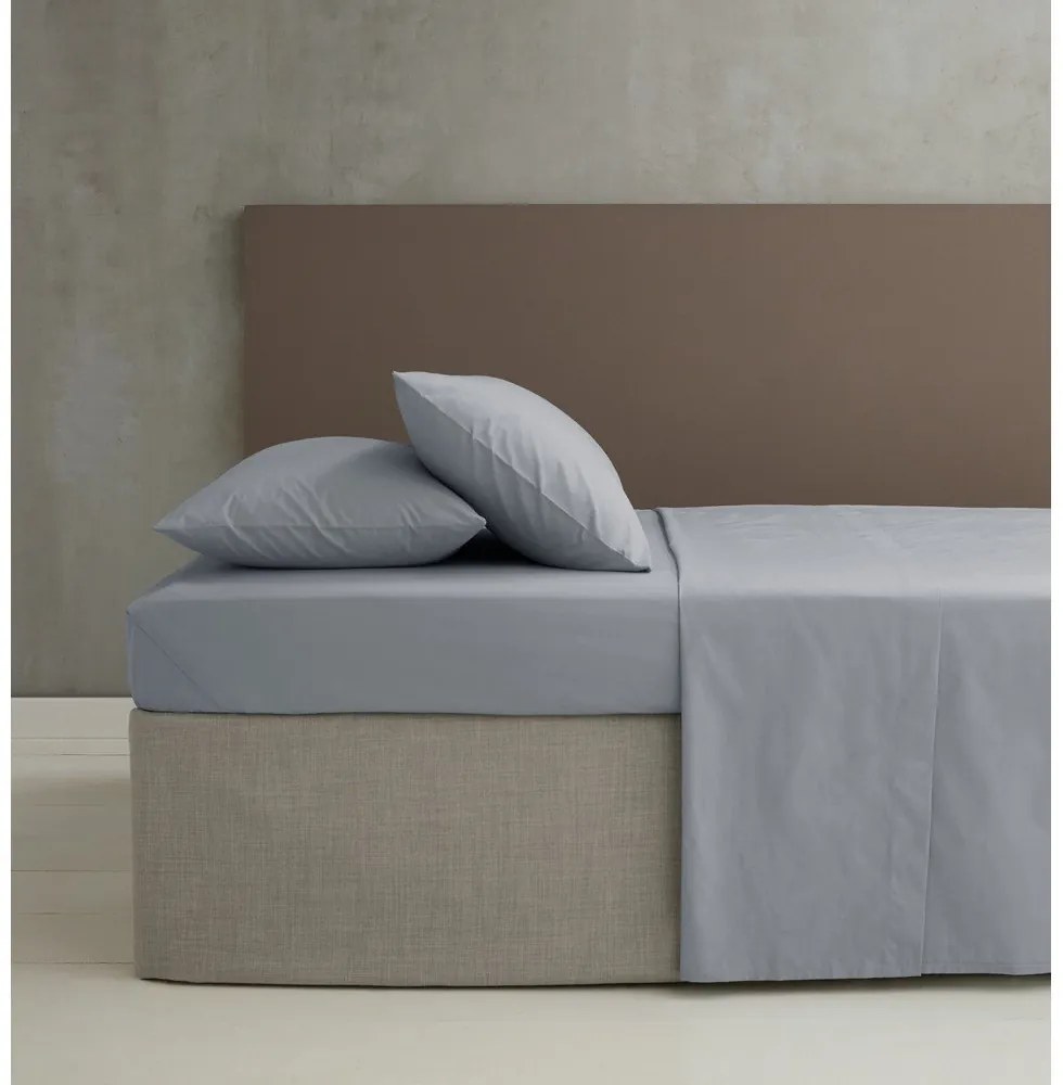 Cearceaf gri din bumbac percale cu elastic 135x190 cm Easy Iron Percale – Catherine Lansfield