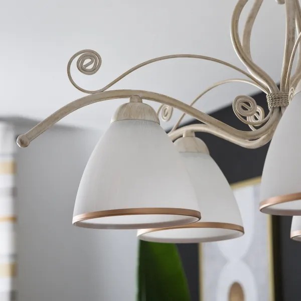 Candelabru cu lanț RETRO II, 5xE27/60W/230V, finisaj alb patinat