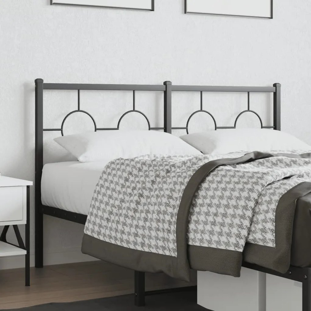 vidaXL Tăblie de pat metalică, negru, 140 cm