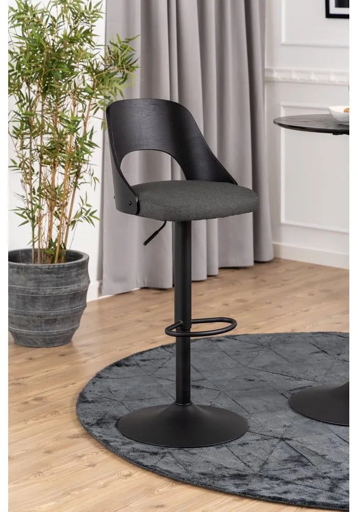 Scaune de bar gri-închis cu înălțime ajustabilă 2 buc. (înălțime șezut 84 cm) Lucy – Actona