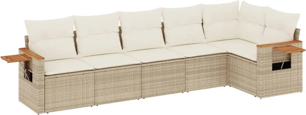 vidaXL Set canapele de grădină cu perne, 6 piese, bej, poliratan