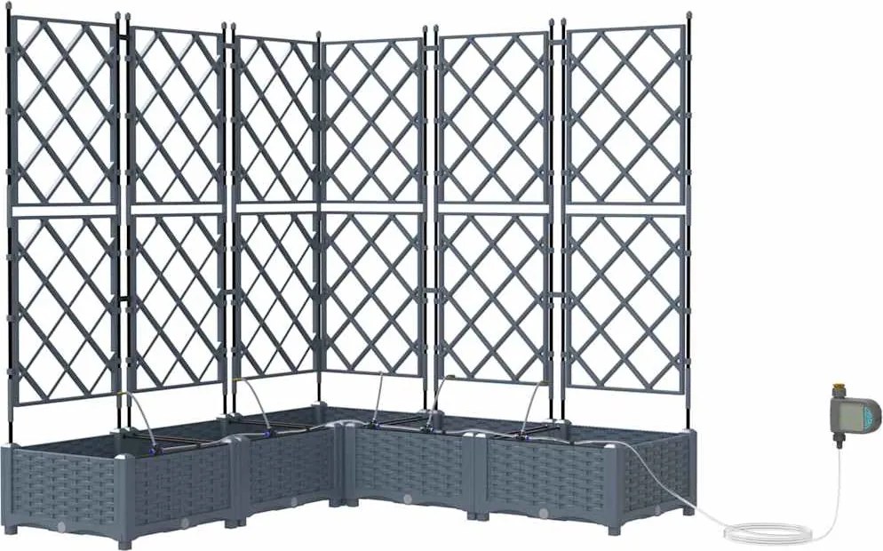 vidaXL Vază pentru Grădină 5 pcs Gri Deschis Oțel