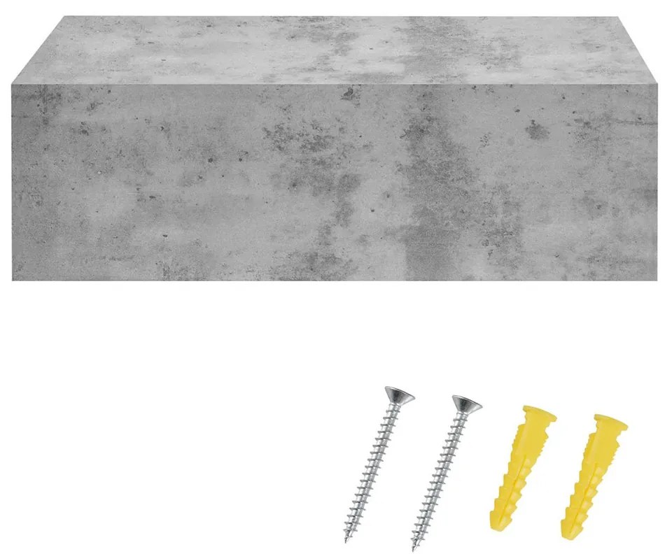 Noptiera montabila pe perete un sertar 46 x 30 x 15 cm PAL aspect gri beton