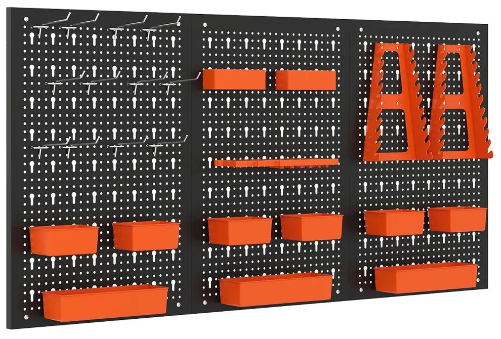 Organizator metalic pentru scule cu 9 compartimente și cârlige