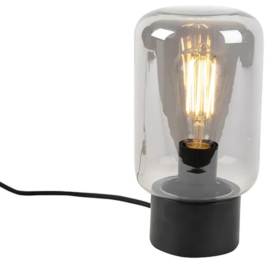 Lampă de masă de design neagră cu sticlă fumurie - Bliss Cute
