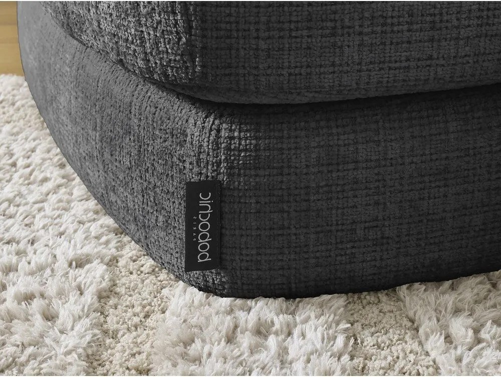 Colțar negru cu tapițerie din chenille (cu colț pe partea stângă/cu șezlong) Leonore – Bobochic Paris