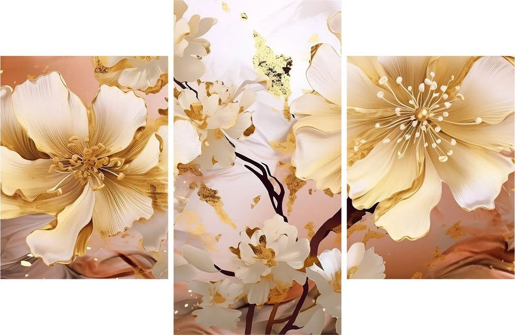 Tablou - Flori de aur (90x60 cm)