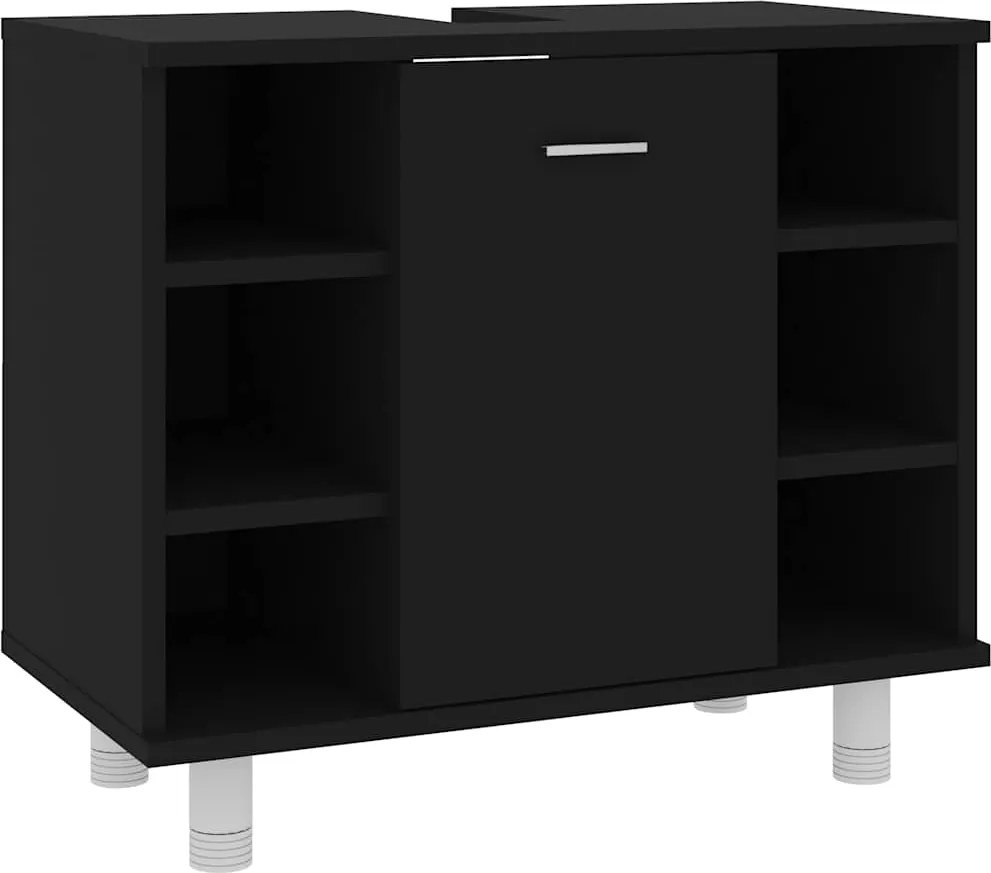vidaXL Dulap de baie, negru, 60 x 32 x 53,5 cm, lemn prelucrat