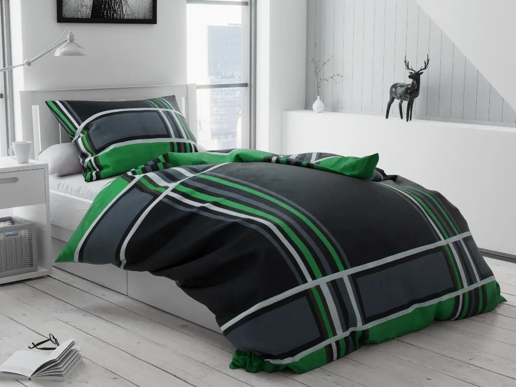 Lenjerie de pat din bumbac KARO BLEND verde Dimensiune lenjerie de pat: 70 x 90 cm | 140 x 200 cm