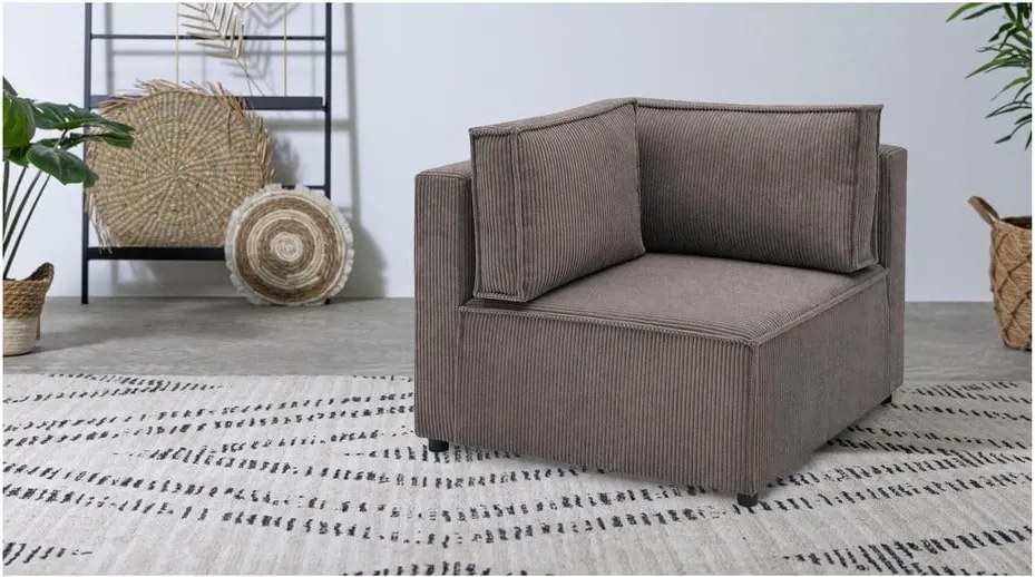 Modul pentru canapea cărămiziu cu tapițerie din catifea reiată (cu colț variabil) Nihad modular – Bobochic Paris