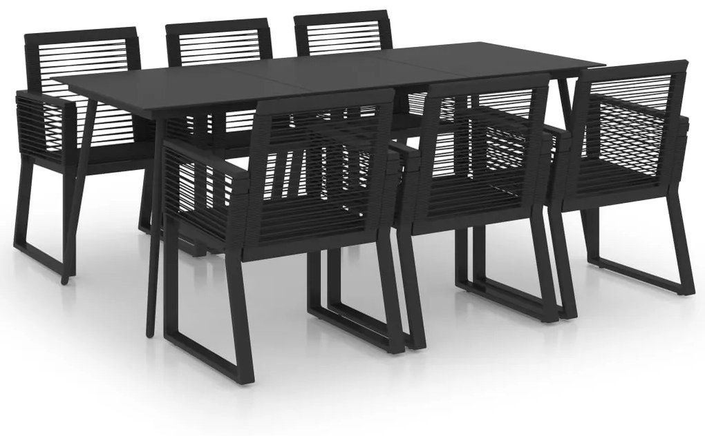 3060217 vidaXL Set mobilier de exterior, 7 piese, negru, ratan PVC