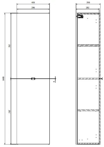 Cersanit S598-050-DSM - Dulap suspendat pentru baie MALIKA 160x40 cm, alb lucios