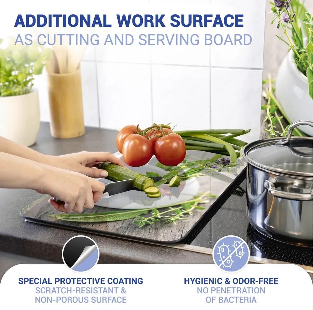 Set 2 protecții din sticlă pentru aragaz Wenko Herbal, 52 x 30 cm