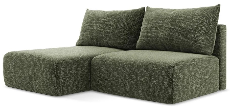 Colțar verde extensibil/cu spațiu de depozitare (cu colț pe partea stângă) Kalena – Makamii