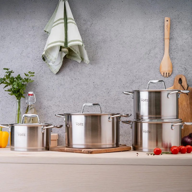 Oala Oliver Voltz OV51210P24 Berlin Premium Collection, 24 cm, 6.1 L, Otel inoxidabil 18/10, Inductie, Inox