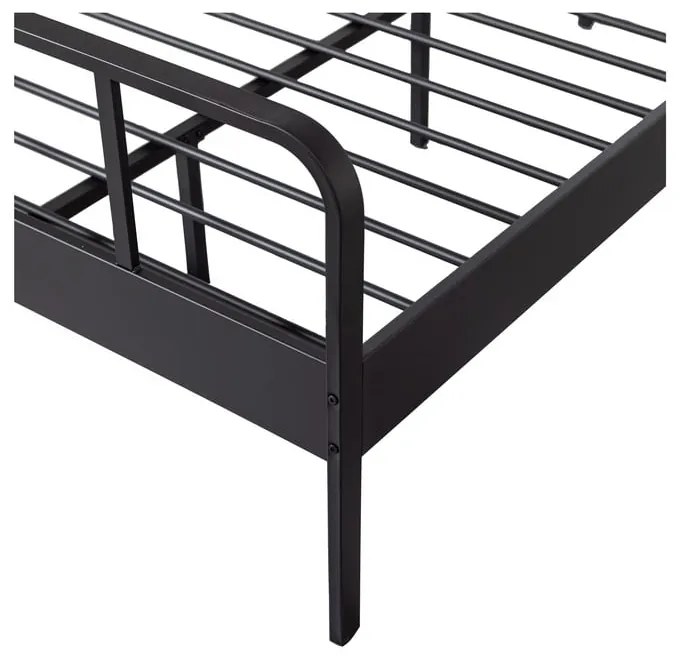 Pat negru din metal cu somieră 120x200 cm Mees – WOOOD