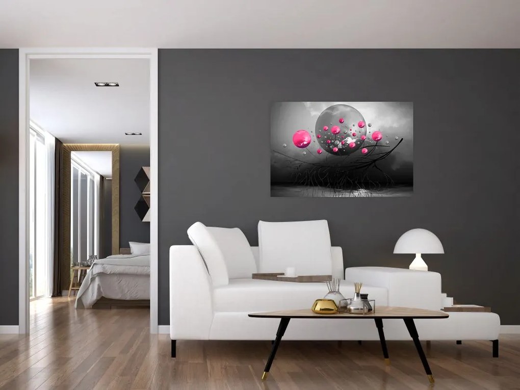 Tabloul cu bile abstracte roz (90x60 cm)