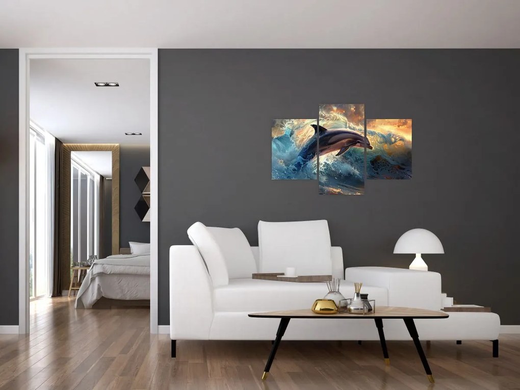 Tablou - Delfin, ilustrații (90x60 cm)