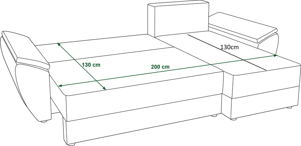 OFERTA Canapea extensibila reversibila in forma de L LIVARO 251x140 cm, crem II. calitate