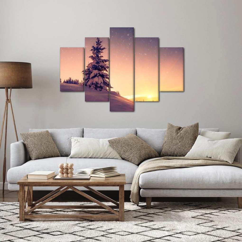 Tablou cu copac înzăpezit pe luncă (150x105 cm)