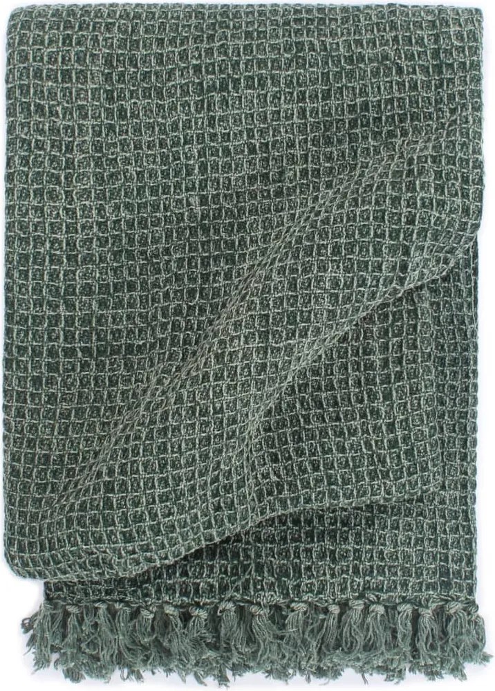 vidaXL Pătură decorativă, verde închis, 160 x 210 cm, bumbac