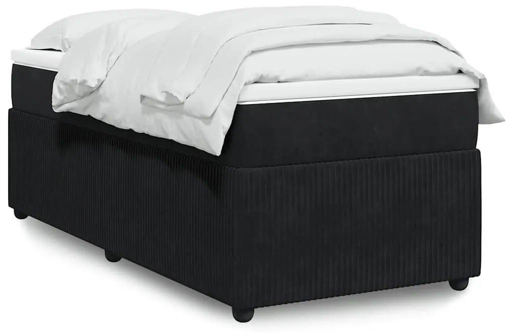 vidaXL Pat box spring cu saltea, negru, 80x200 cm, catifea