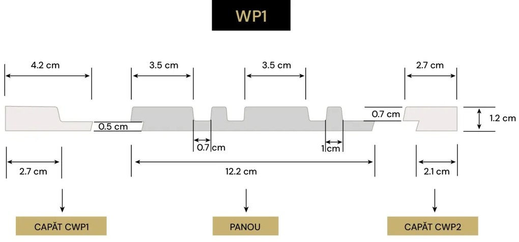 Panou decorativ 3D din polimer rigid, model Riflaj WP1 - 12.2x1.2x270 cm