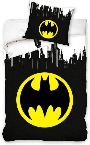 Lenjerie de pat din bumbac pentru copii CARBOTEX Batman Logo, 160 x 200 cm