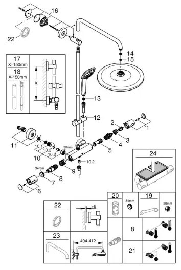 GROHE 26400001 - Sistem de duș VITALIO JOY SYSTEM 310 450 mm crom lucios