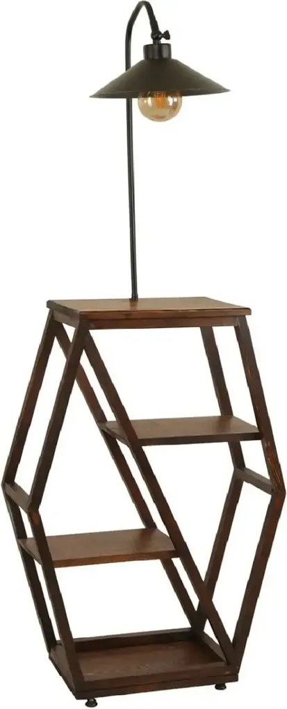 Masuta cu lampadar lemn-metal, Homs, nuc-negru,Seria lx, 40061