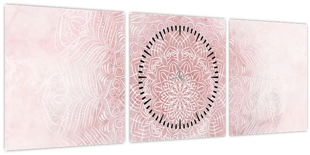 Tablou - Mandala roz (cu ceas) (90x30 cm)