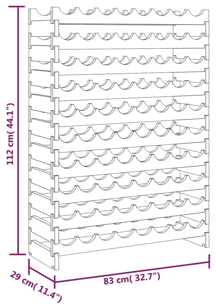 Suport de vinuri, 83x29x112 cm, lemn masiv de pin