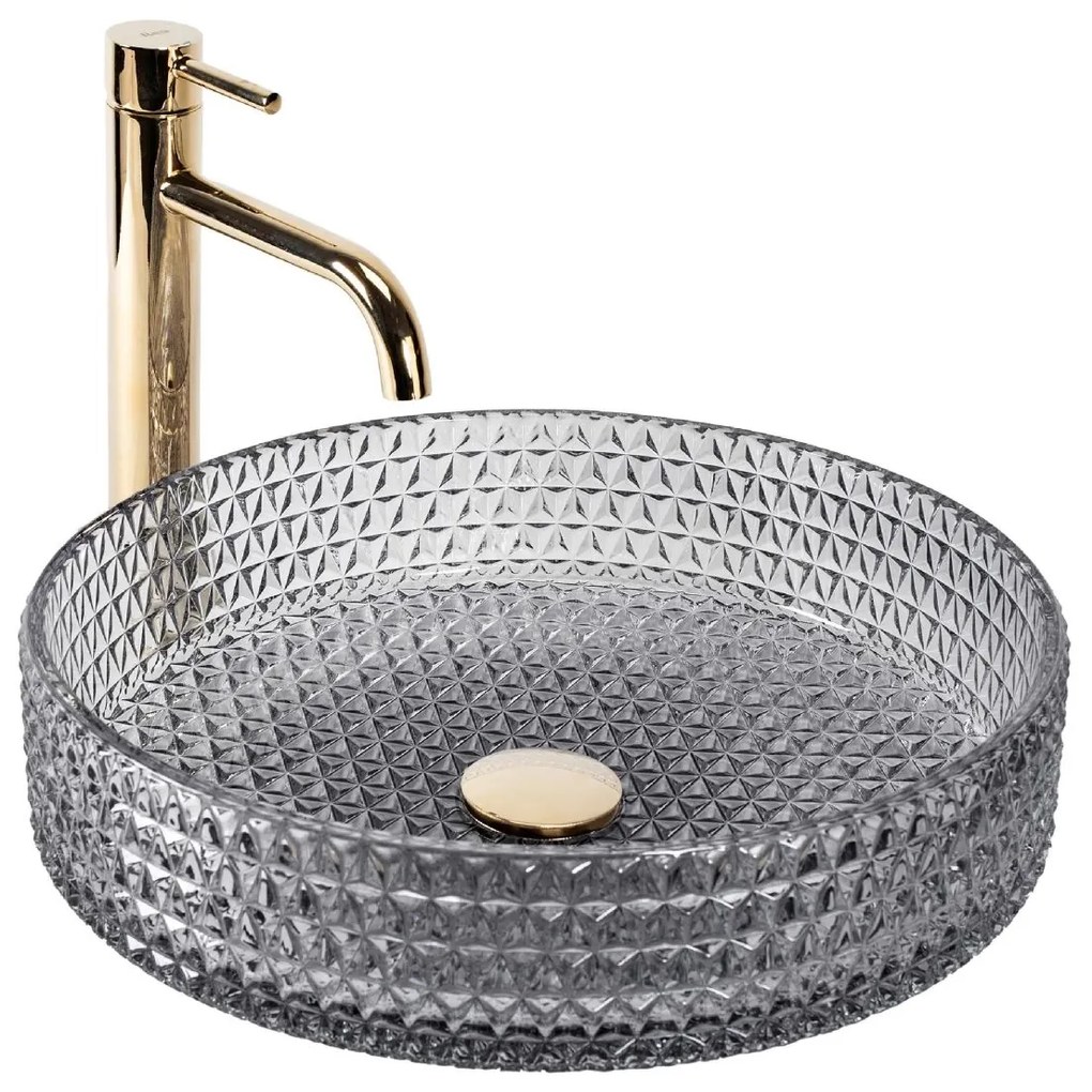 Rea Cristal lavoar 39x39 cm rotund de blat gri piatra REA-U8880