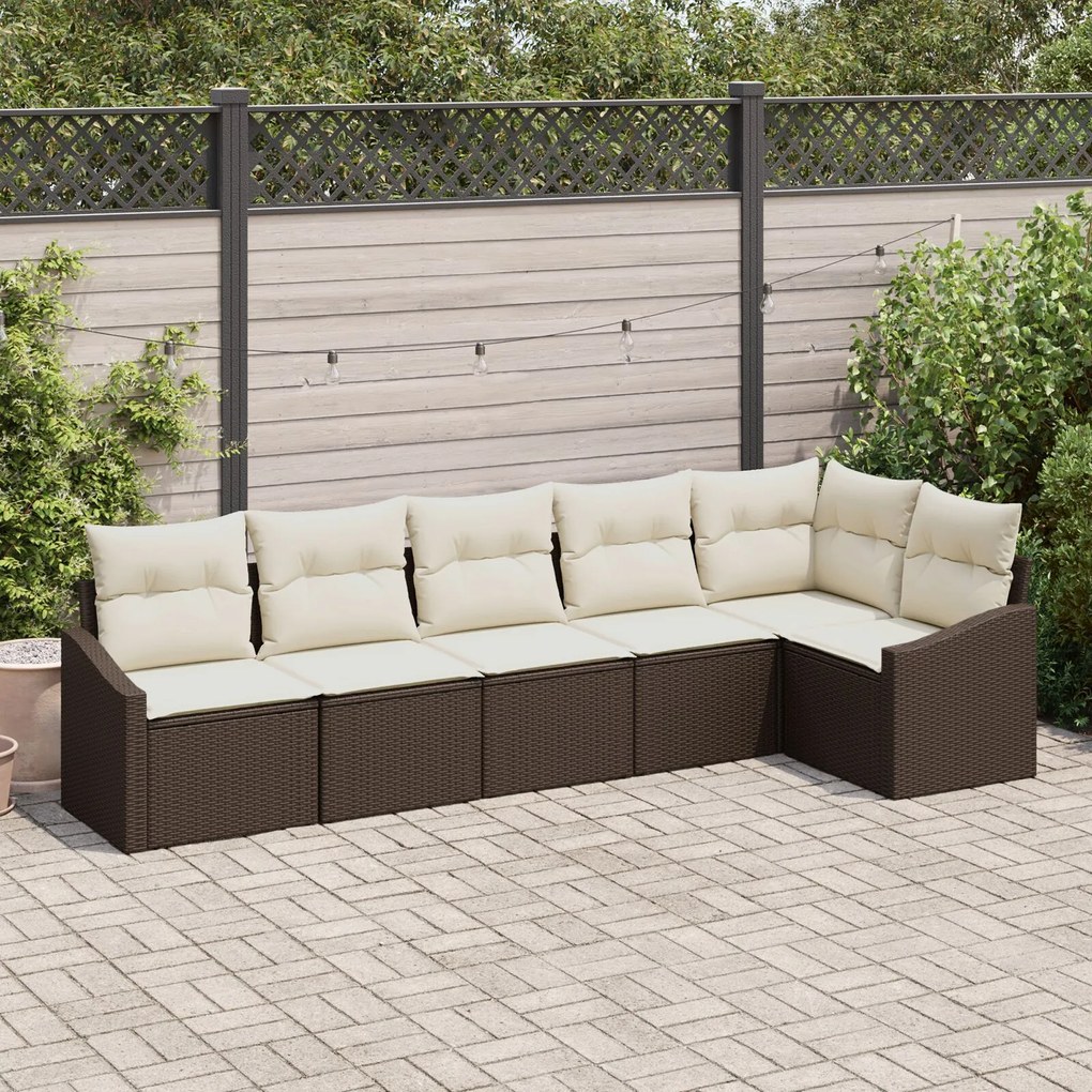 vidaXL Set de canapele pentru grădină 6 pcs Maro Rattan poli
