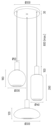 Lustra cu 3 pendule design modern SAGUNTO, negru