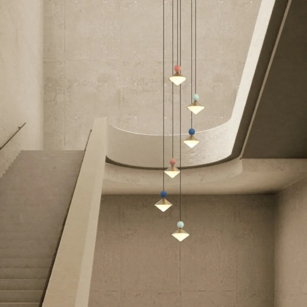Lustra cu 6 pendule LED, Ceramica, Sticla, BRASS, ZB-25102