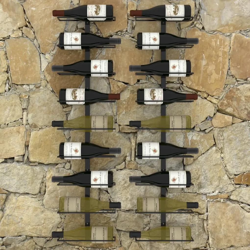 Suporturi sticle de vin de perete 18 sticle 2 buc. negru fier Negru, 2, 9